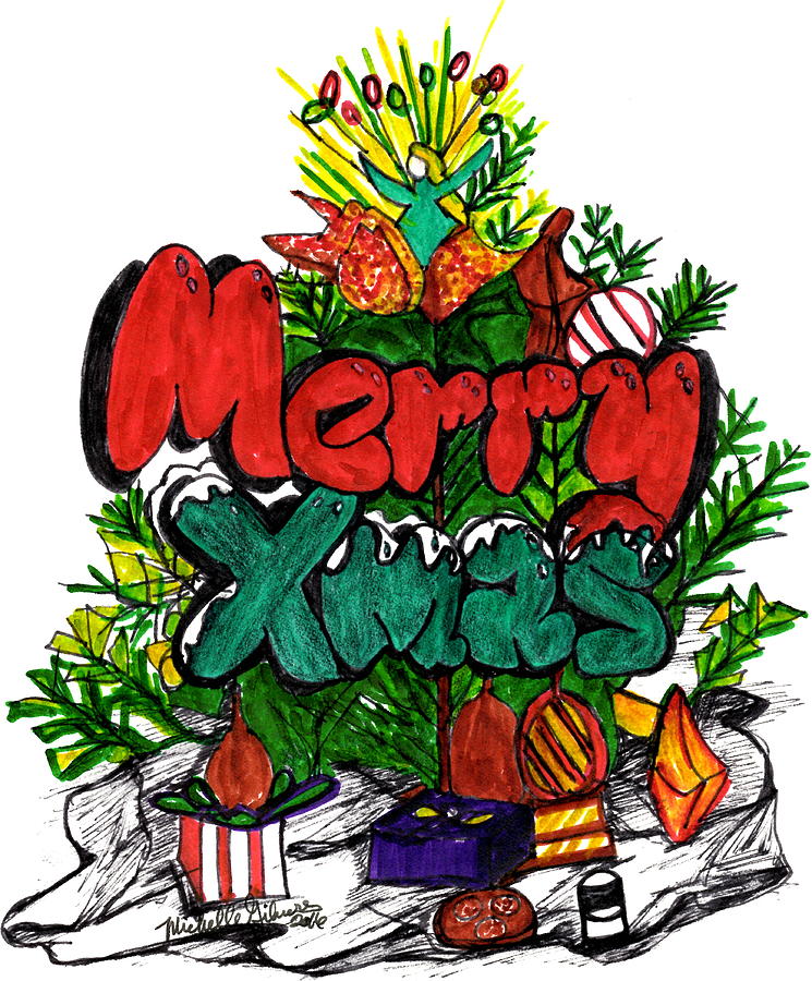 Merry Xmas Mixed Media by Michelle Gilmore