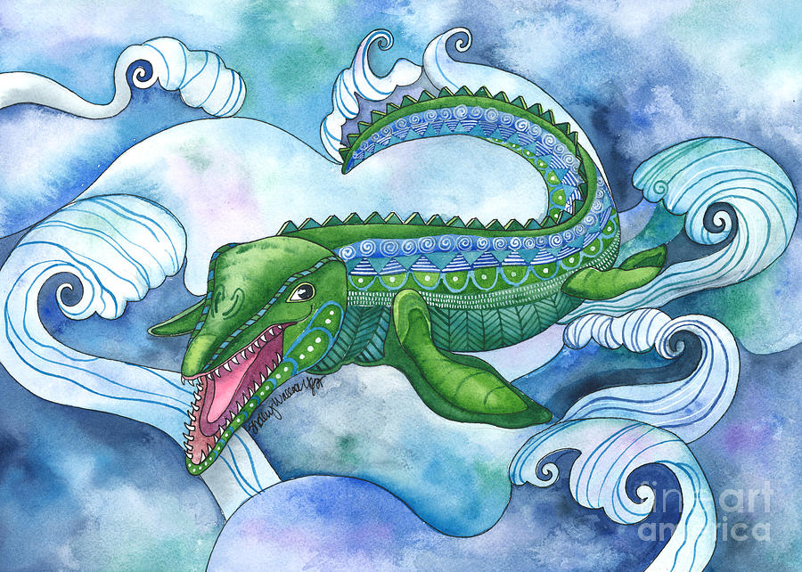 Mervyn the Marvelous Mosasaurus Painting by Shelley Wallace Ylst - Pixels