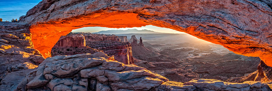Nature Photograph - Mesa Arch Sunrise - Canyonlands National Park Panoramic Composite Photograph by Duane Miller