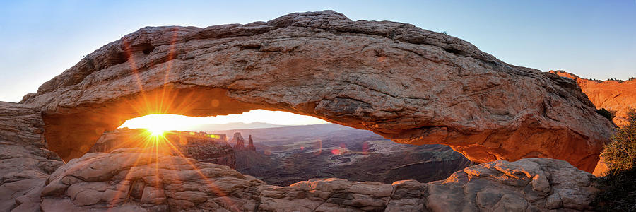 Mesa Arch Sunrise Panorama - Canyonlands National Park Photograph by Gregory Ballos