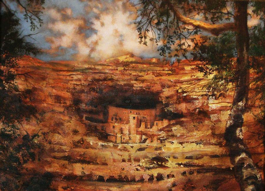 Ancient Ruins Painting - Mesa Verde Colorado by Tom Shropshire