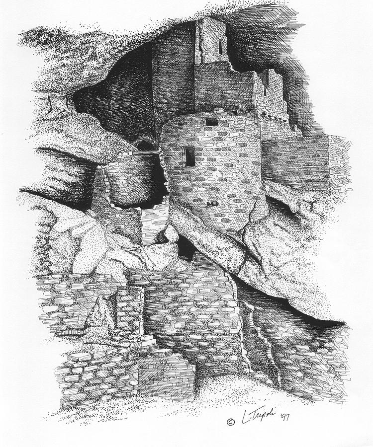 Mesa Verde Drawing by Lawrence Tripoli