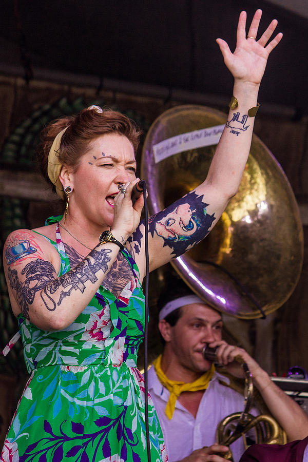 Music Photograph - Meschiya Lake performing on the Fais Do-Do stage at the 2014 New Orleans Jazz Fest by Terry Finegan
