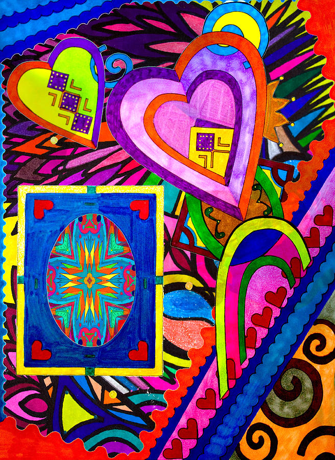 Meshed Up Hearts Painting by Marie Jamieson