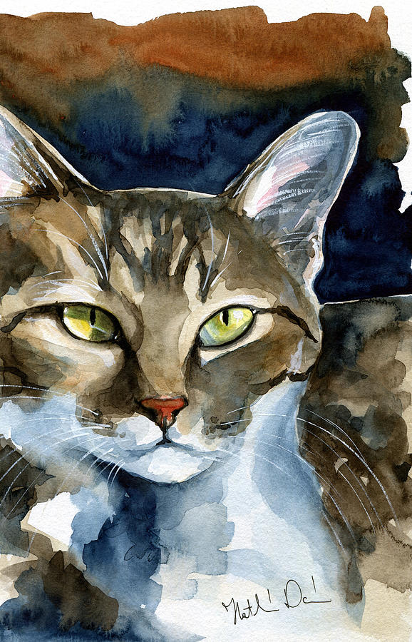 Mesmerizing Eyes - Tabby Cat Painting Painting by Dora Hathazi Mendes -  Fine Art America