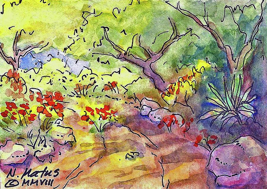 Flower Painting - Mesquite Shade by Nancy Matus
