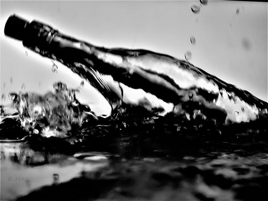 Abstract Photograph - MESSAGE IN A BOTTLE in B W by Rob Hans