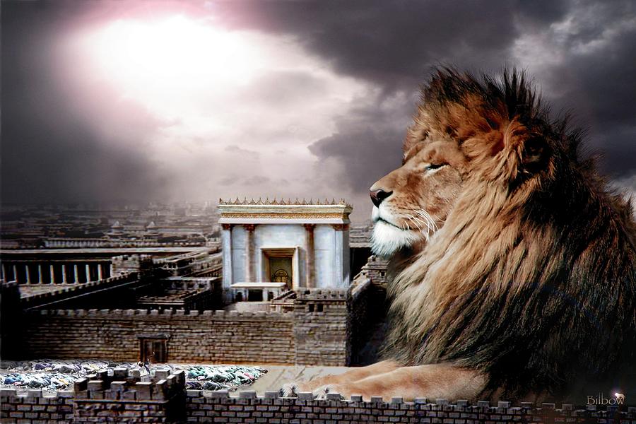 Lion Digital Art - Messiah In The Outer Court 36x48 by Bill Stephens