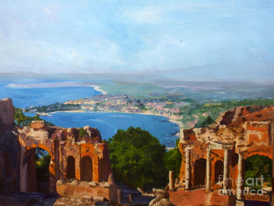 Messina Sicily The Teatro Greco Painting by Donna Walsh