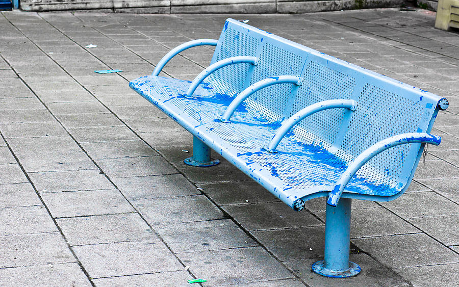 Aluminium Photograph - Metal Bench by Tom Gowanlock Aluminium Photograph - Metal Bench by Tom Gowanlock