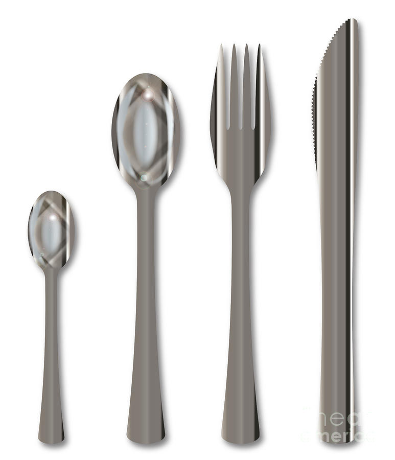 Metal Cutlery Set Digital Art by Bigalbaloo Stock - Pixels