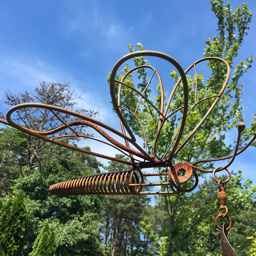 Metal dragonfly against the sky Photograph by Dottie Visker