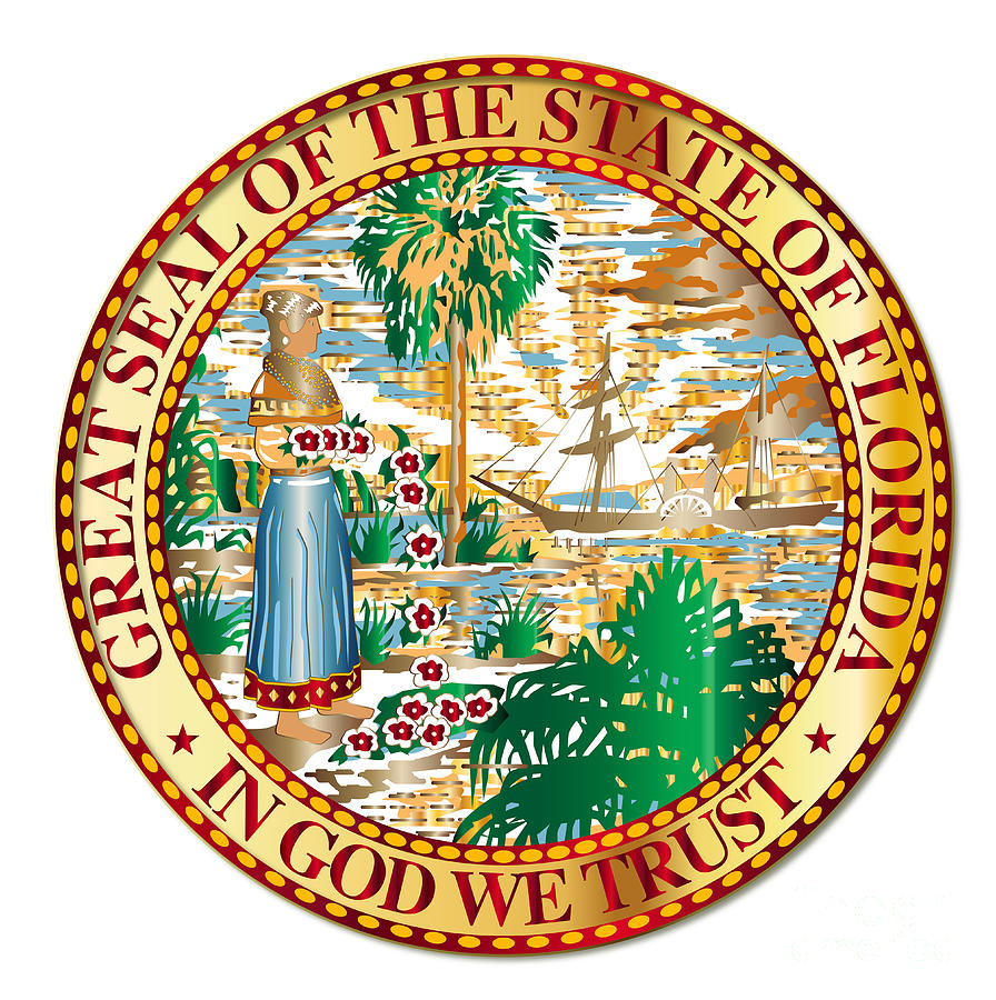 Metal Florida State Seal Digital Art by Bigalbaloo Stock | Fine Art America