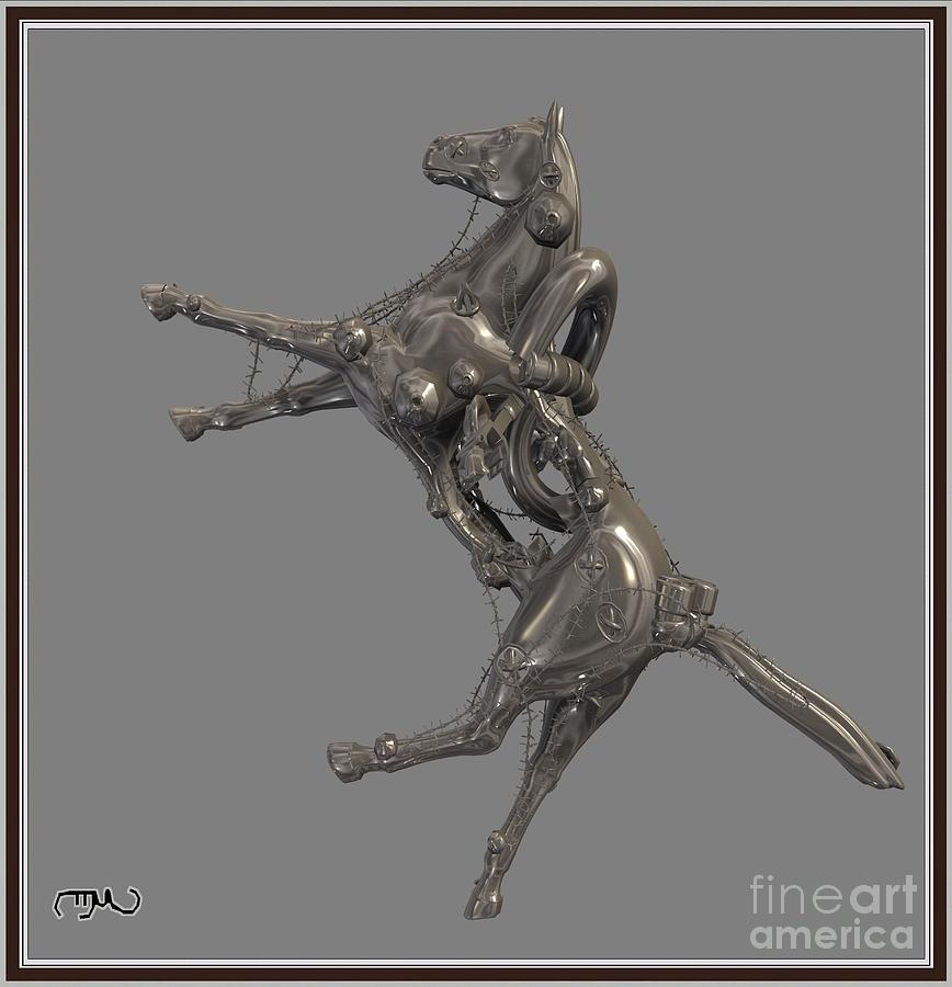 Impressionism Digital Art - Metal horse 4MH1 by Pemaro