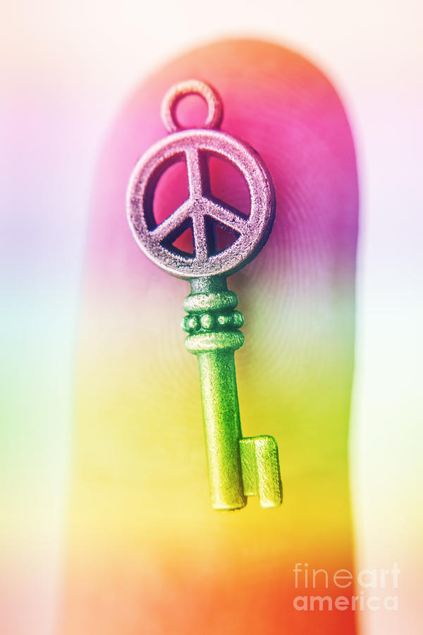 Metal key with peace sign Photograph by Jorgo Photography