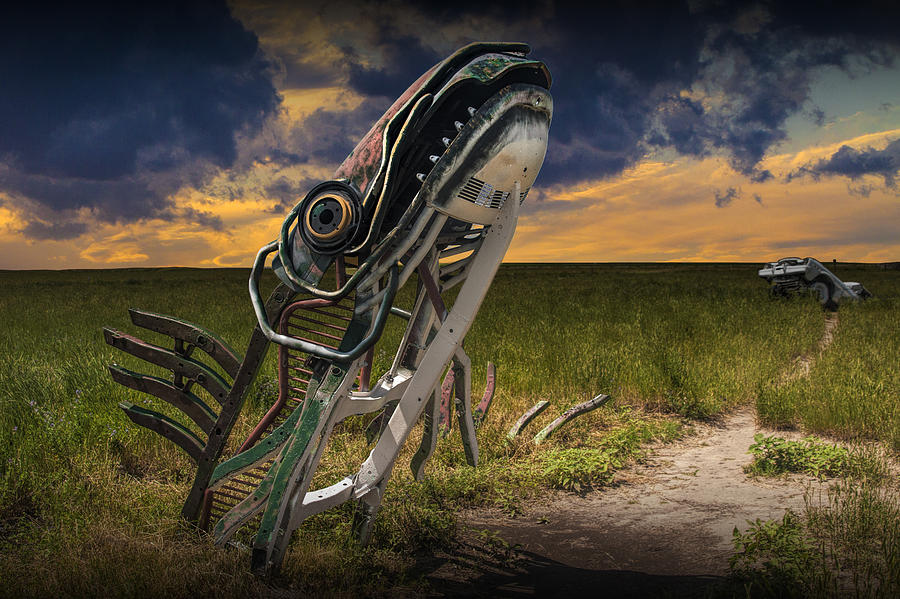 Car Photograph - Metal Monster emerging from the Earth by Randall Nyhof
