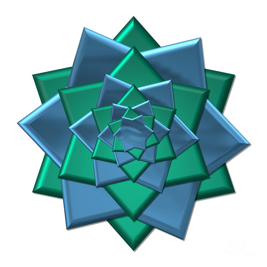 Metallic Blue and Green 3-D Look Gift Bow Digital Art by Rose Santuci-Sofranko