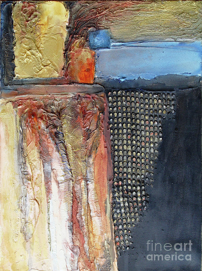 Metallic Fall with Blue Mixed Media by Phyllis Howard
