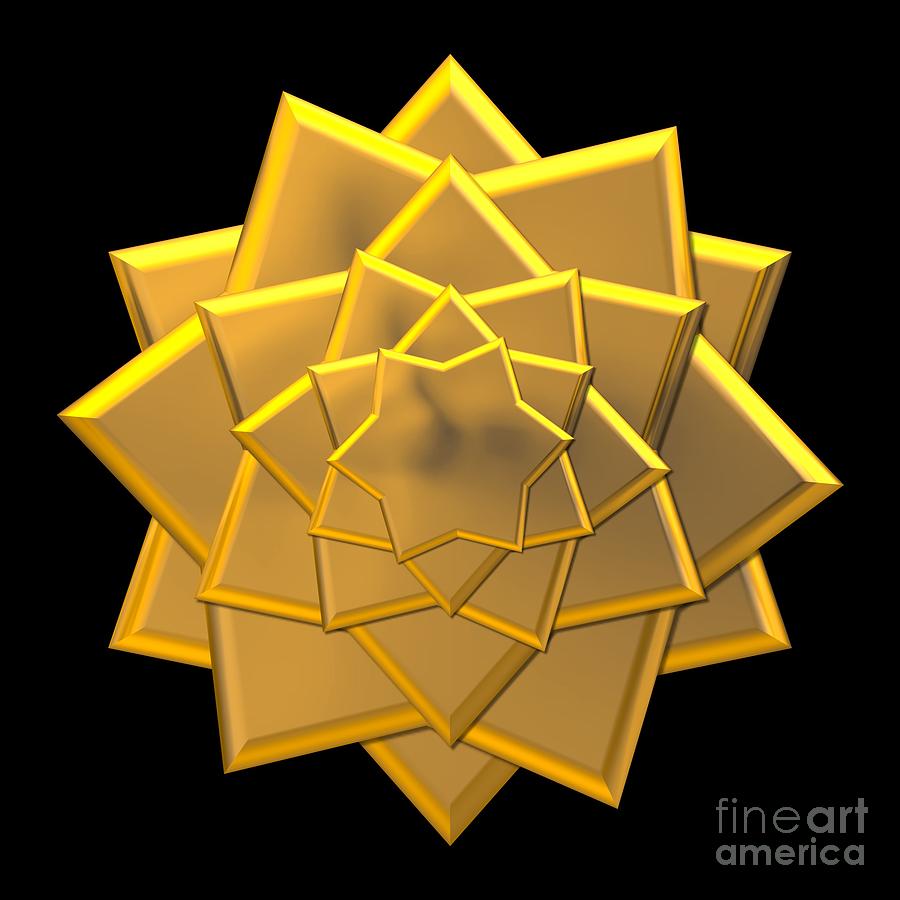 Metallic Golden 3-D Look Gift Bow Digital Art by Rose Santuci-Sofranko
