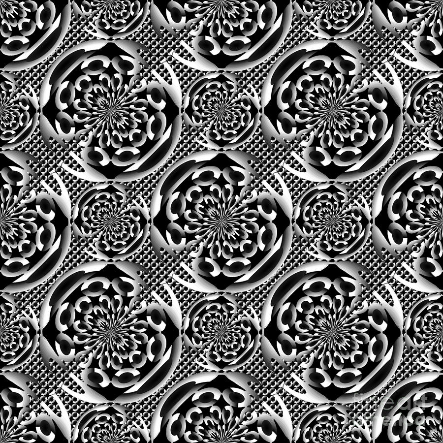 Black And White Digital Art - Metallic mesh pattern by Gaspar Avila