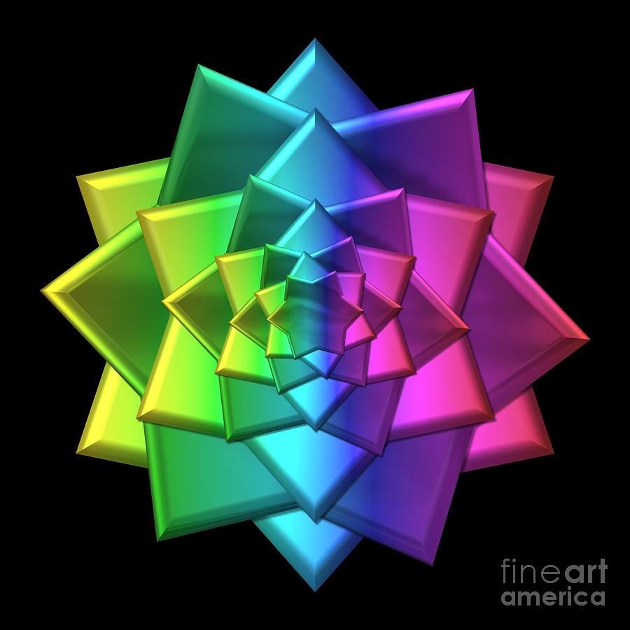 Holiday Digital Art - Metallic Multicolored Rainbow 3-D Look Gift Bow by Rose Santuci-Sofranko