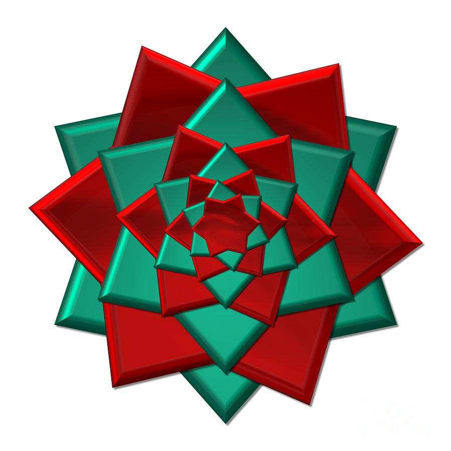 Metallic Red and Green 3-D Look Gift Bow Digital Art by Rose Santuci-Sofranko