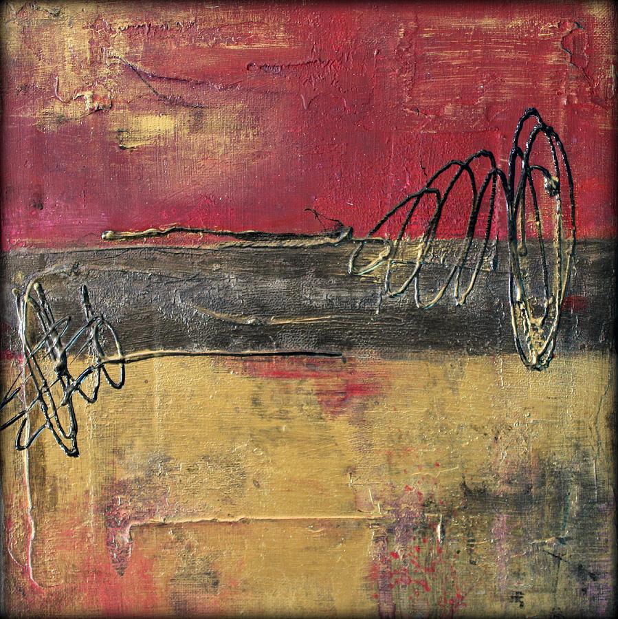 Metallic Square Series I - Red And Gold Urban Abstract Painting Painting