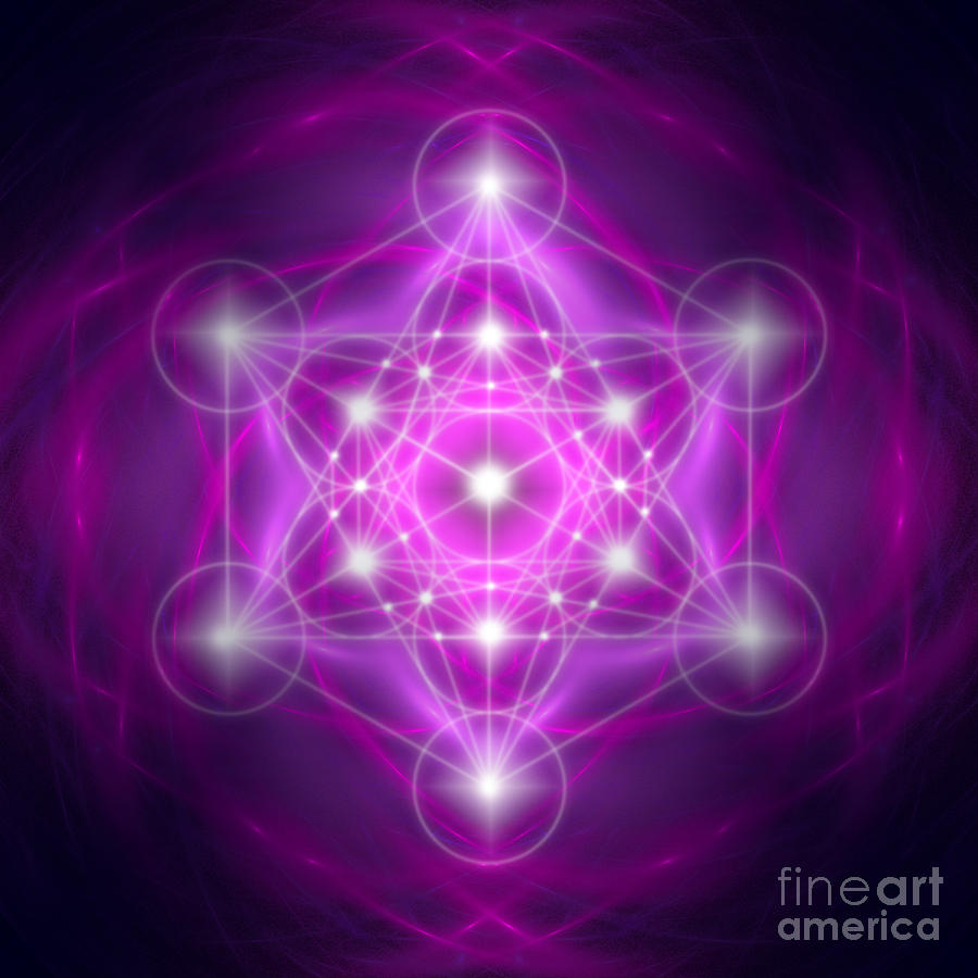 Metatrons Cube purple Digital Art by Alexa Szlavics