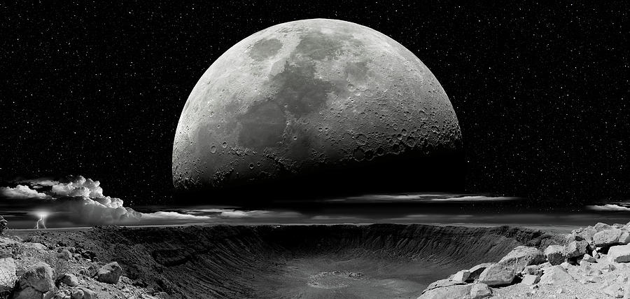 Interstellar Photograph - Meteor Crater Moon by Philip Cruden