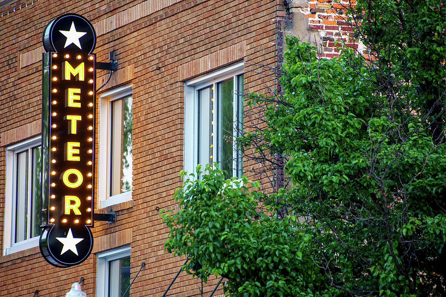 Meteor Neon Sign - Downtown Bentonville Arkansas Photograph