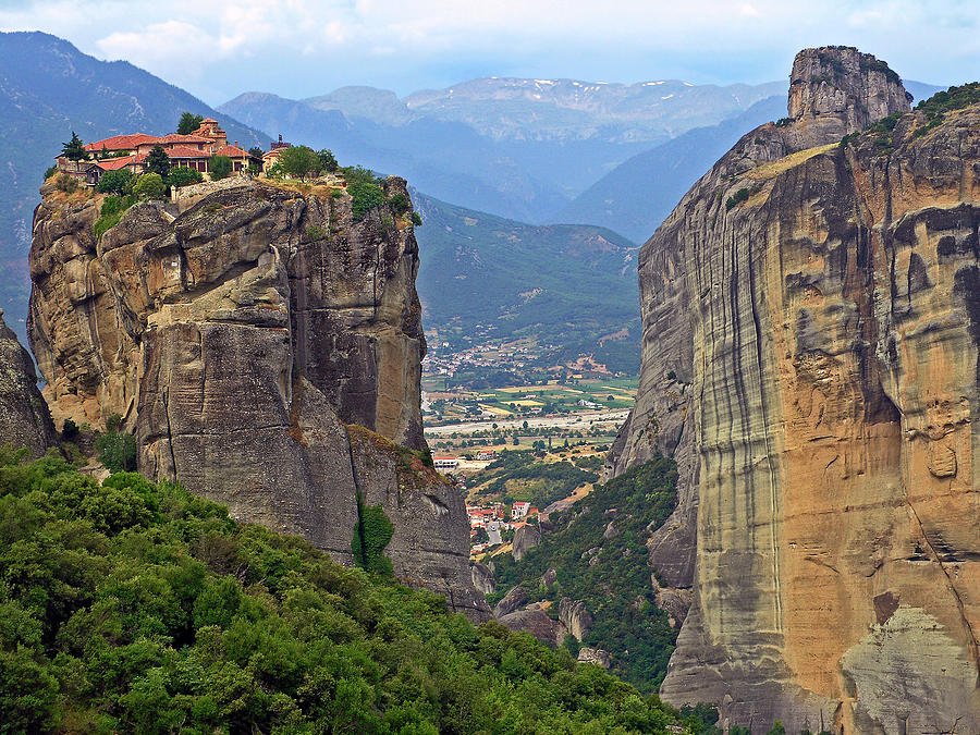 Meteora Monastery and Town Photograph by Sally Weigand
