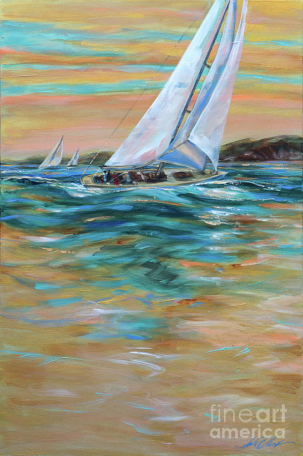 Meter Yacht by Island Painting by Linda Olsen