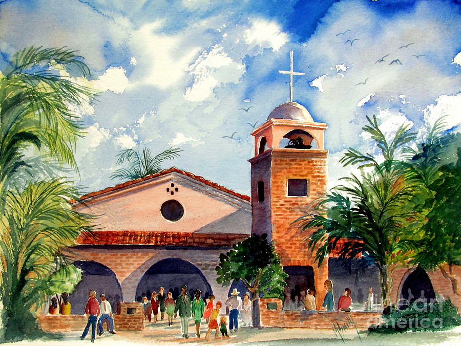 Methodist Church  Gilbert AZ Painting by Marilyn Smith
