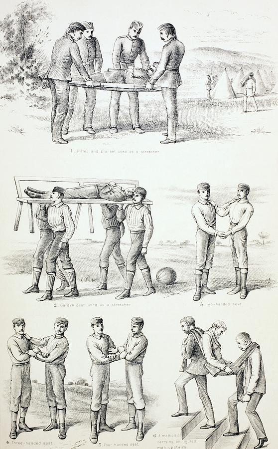 Methods Of Carrying Injured Persons Drawing by Vintage Design Pics ...