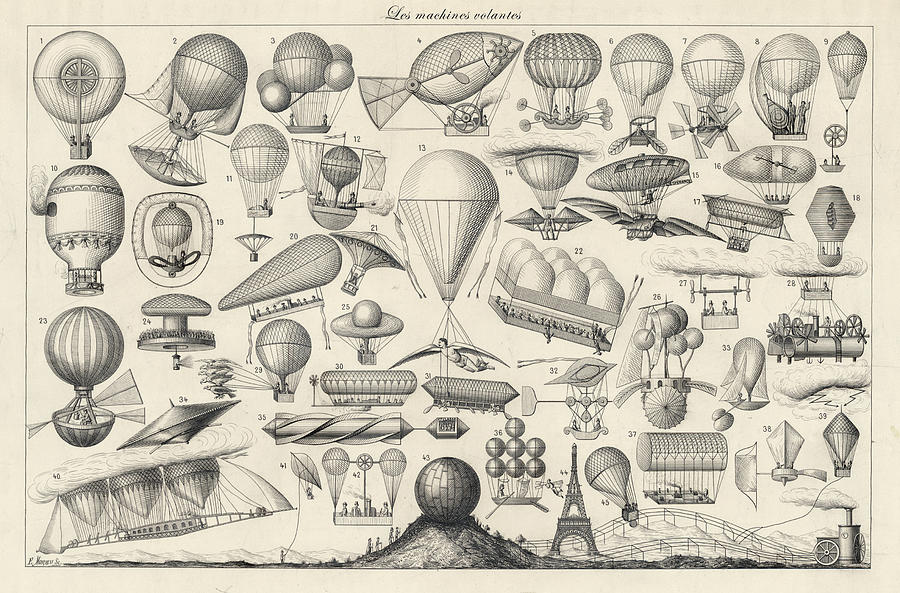 History of  Early Aeronautics Drawing by Vintage Pix