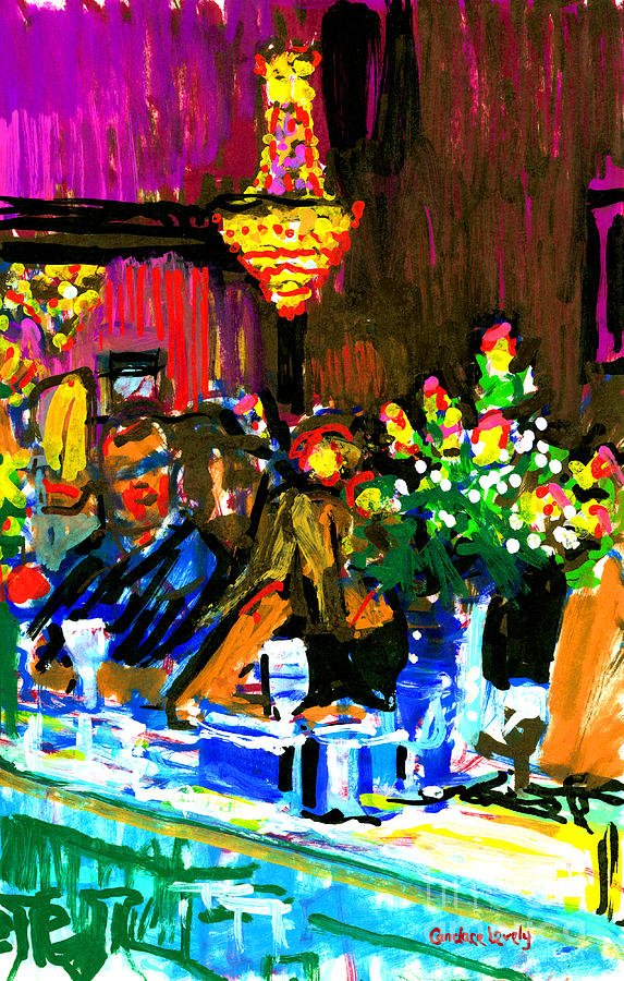 Metro Bar Chandelier Painting by Candace Lovely
