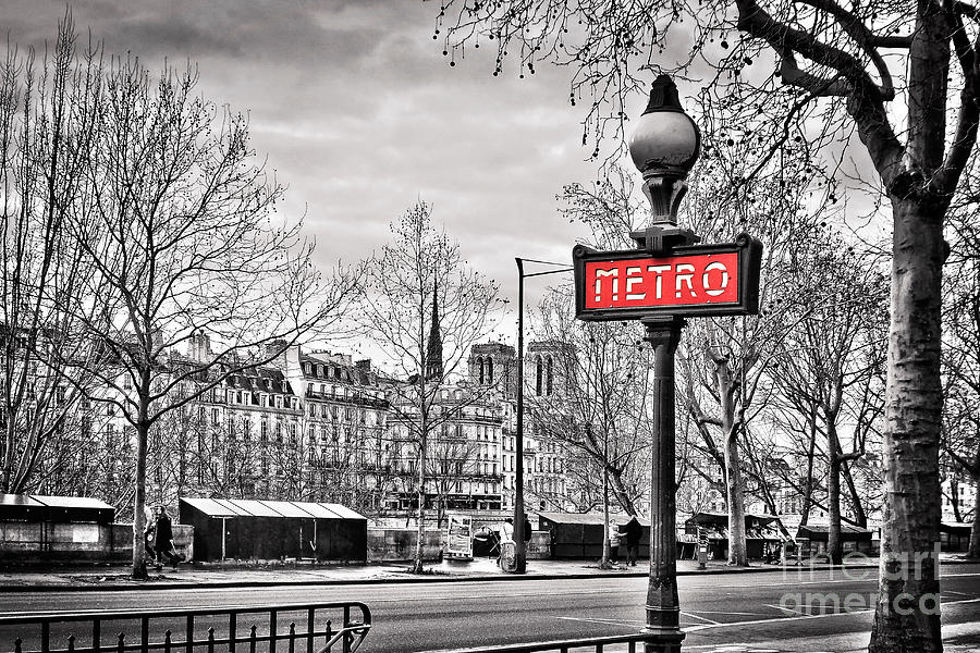 Metro sign Pont Marie, Paris Photograph by Delphimages Paris Photography