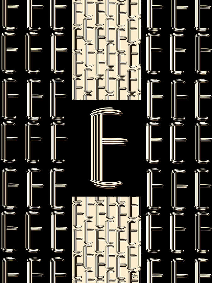Metropolitan Park Deco 1920s Monogram Letter Initial E Digital Art by Cecely Bloom