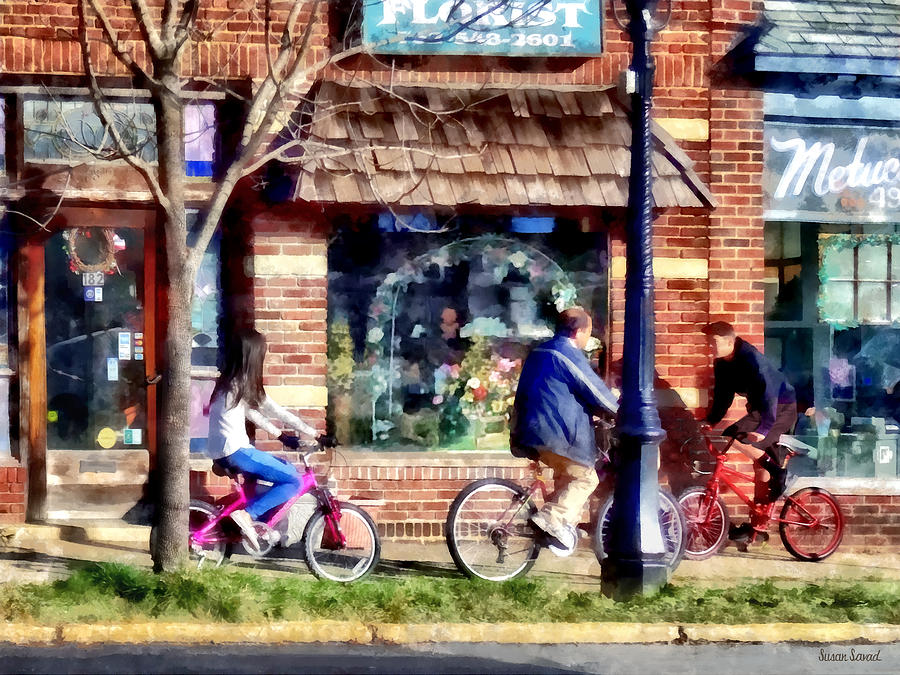 Metuchen NJ - Bicyclists on Main Street Photograph by Susan Savad