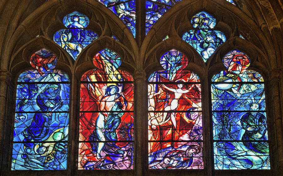 Metz Photograph - Metz, France cathedral, Marc Chagall stained glass window by Curt Rush