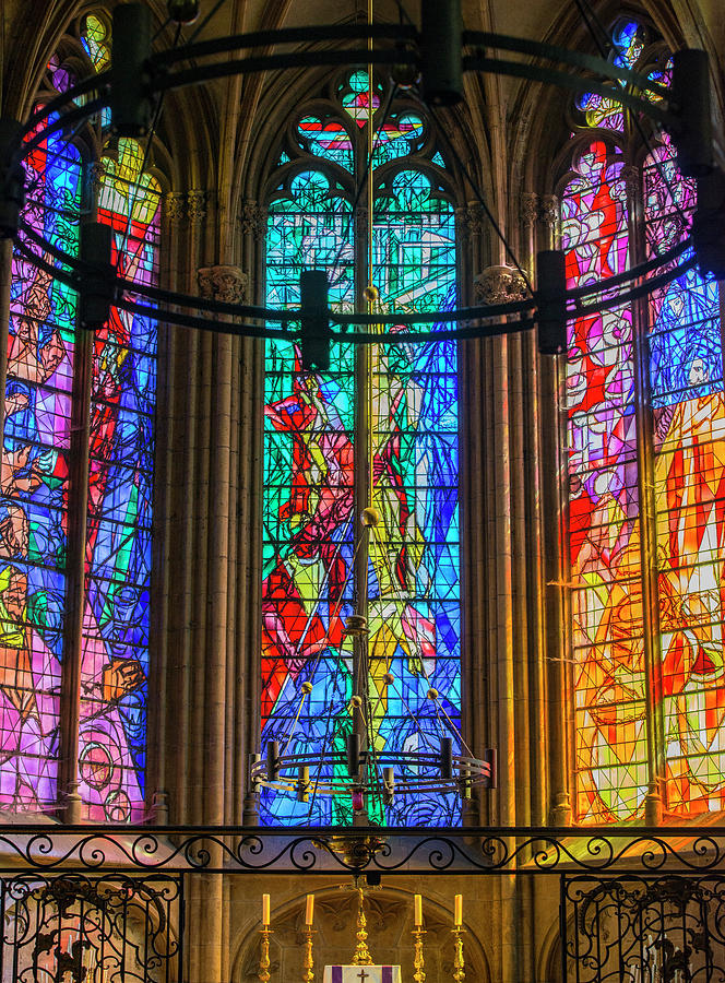 Metz Photograph - Metz, France Cathedral, Marc Chagall windows by Curt Rush
