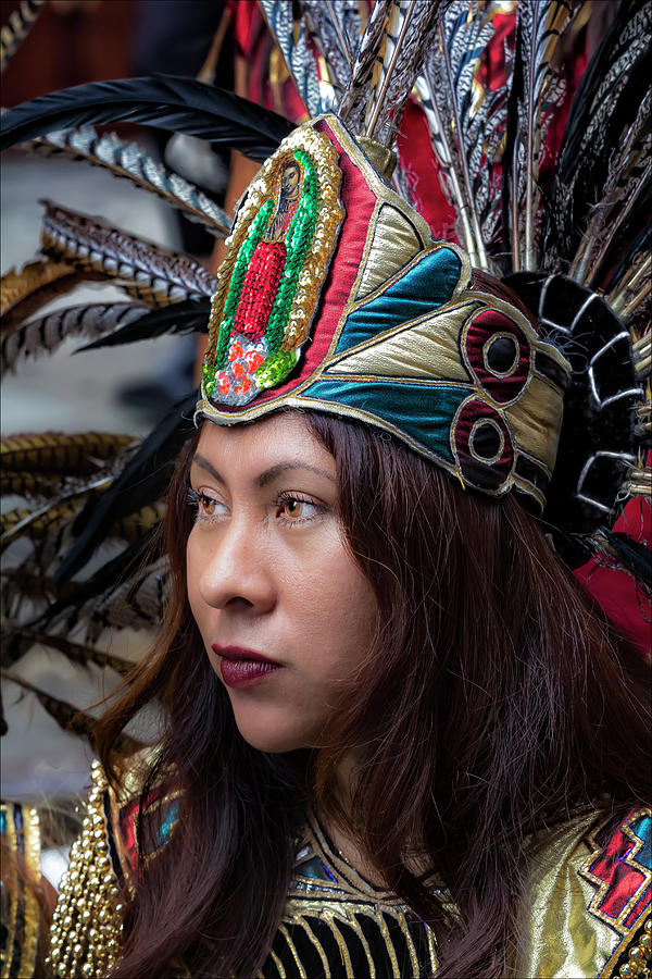 Mexican Day Parade 9_18_2016 Woman In Headdress Photograph