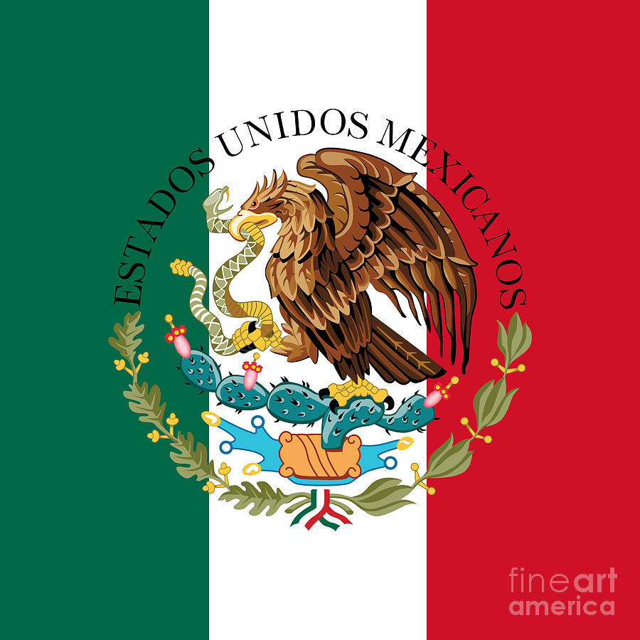 Mexican flag and coat of arms  Digital Art by Sterling Gold