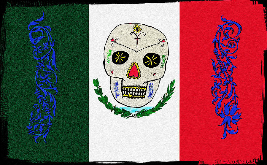 Mexican Flag of the Dead Digital Art by Bill Cannon