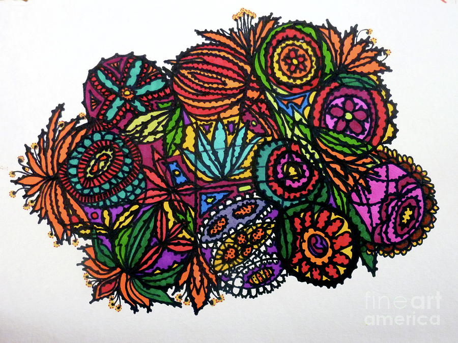 Mexican Flowers Drawing by Ginnie Laroi Fine Art America