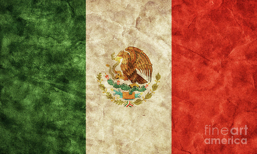Mexican grunge flag. Vintage style Photograph by Michal Bednarek