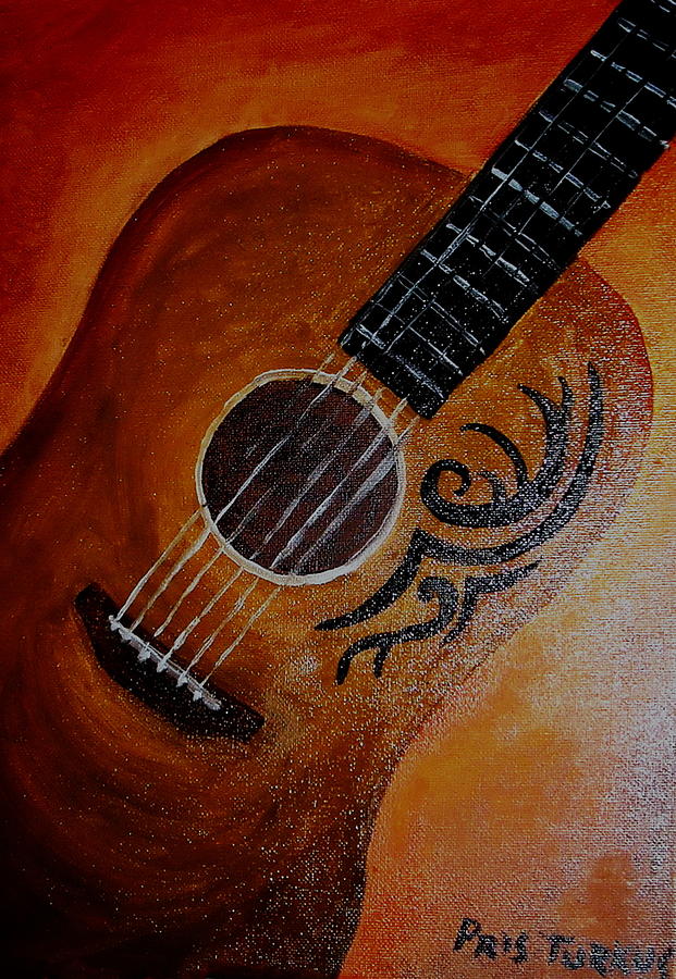 Mexican Guitar Painting by Pristine Cartera Turkus