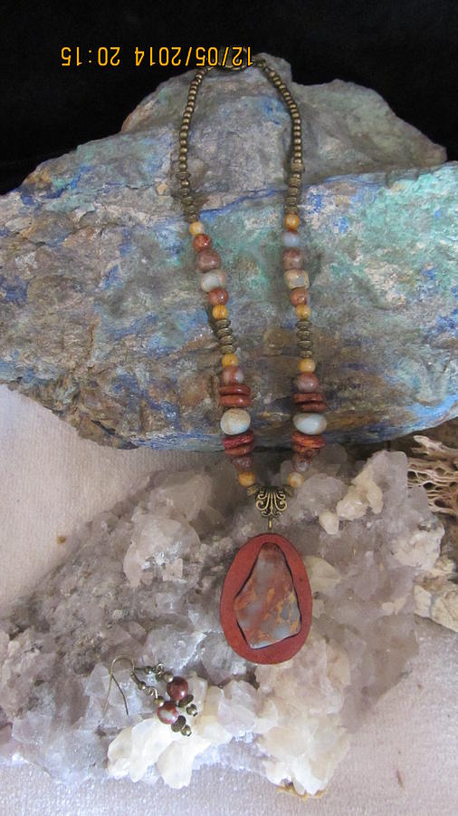 D72 Mexican Opal in Gourd Wood  Jewelry by Barbara Prestridge