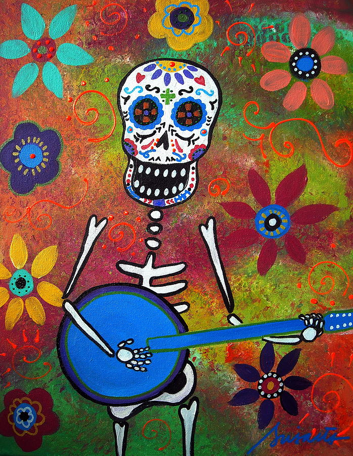 Mexican Playing Banjo Painting by Pristine Cartera Turkus