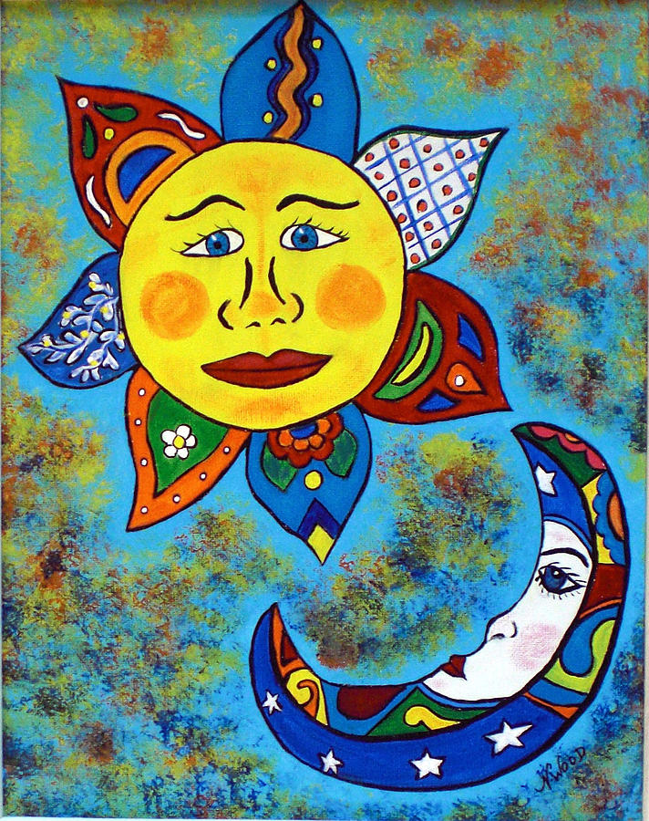 Mexican Sun and Moon Painting by Nancy Sisco
